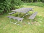 Vierkante of Jumbo picknicktafel, staal met houtcomposiet, Ophalen of Verzenden, Nieuw, Vierkant, Staal