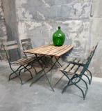Oude vintage klaptafel terrastafel tuintafel + klapstoelen, Ophalen of Verzenden, Gebruikt