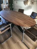 Ovale oud eiken eettafel 250x110x4, 100 tot 150 cm, Eikenhout, Ophalen of Verzenden, Vijf personen of meer