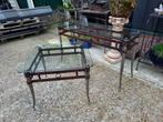 Sidetable en salontafel metalen frames met losse glasplaat., Ophalen of Verzenden, Zo goed als nieuw