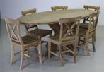 Ovale tafel van recycle teakhout met kruispoot * Indoteak, Ophalen, Tafel, Teakhout, Nieuw
