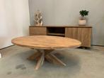 Ovale salontafel 120cm houten kruispoot teakhout, 100 tot 150 cm, Teakhout, Nieuw, Modern