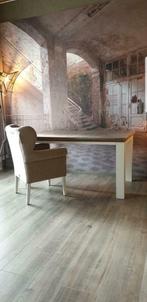 Landelijke strakke Driftwood eetkamertafel tafel 160x90 wit