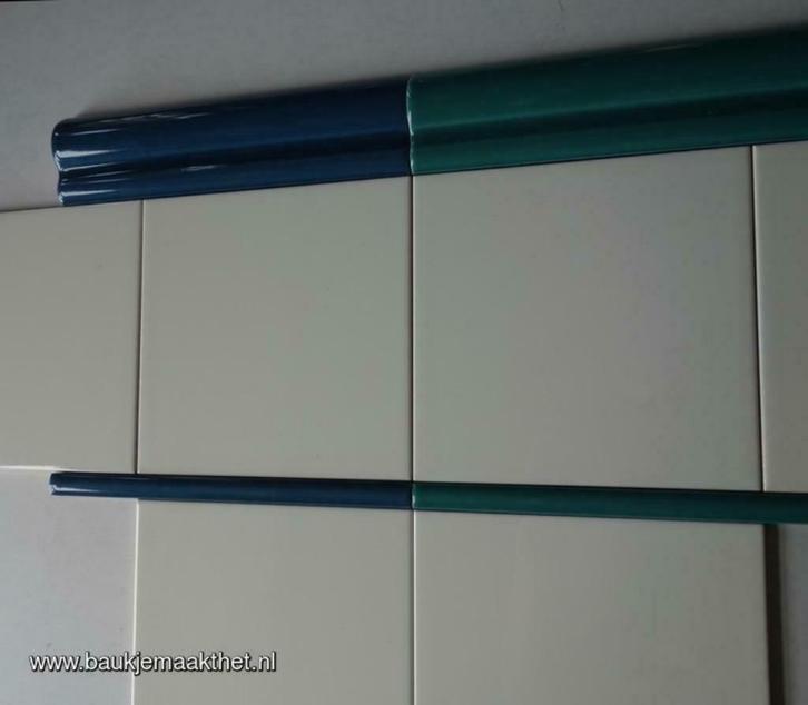 jade petrol wit klassieke listello rand bij jaren 20 30, Doe-het-zelf en Verbouw, Tegels, Nieuw, Wandtegels, Keramiek, Minder dan 20 cm