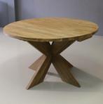 Robuuste ronde teak tafel met kruispoot ; Indoteak!, Ophalen, Tafel, Nieuw, Vijf personen of meer