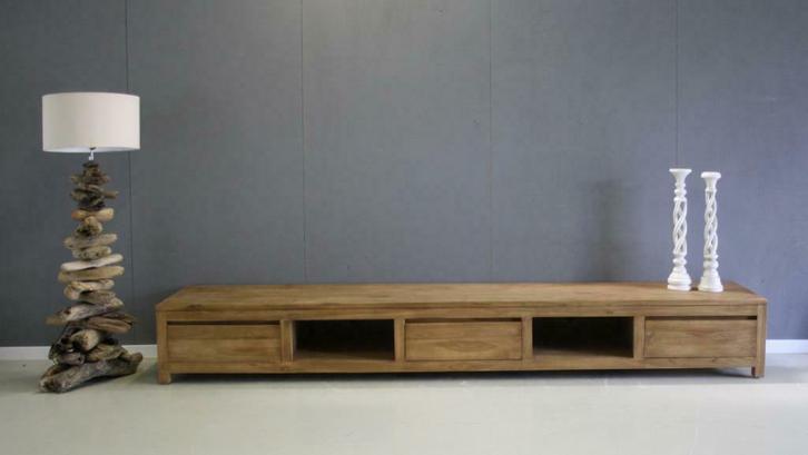 Laag tv meubel 3 meter breed te koop bij Indoteak, Huis en Inrichting, Kasten | Televisiemeubels, Nieuw, Minder dan 100 cm, 200 cm of meer