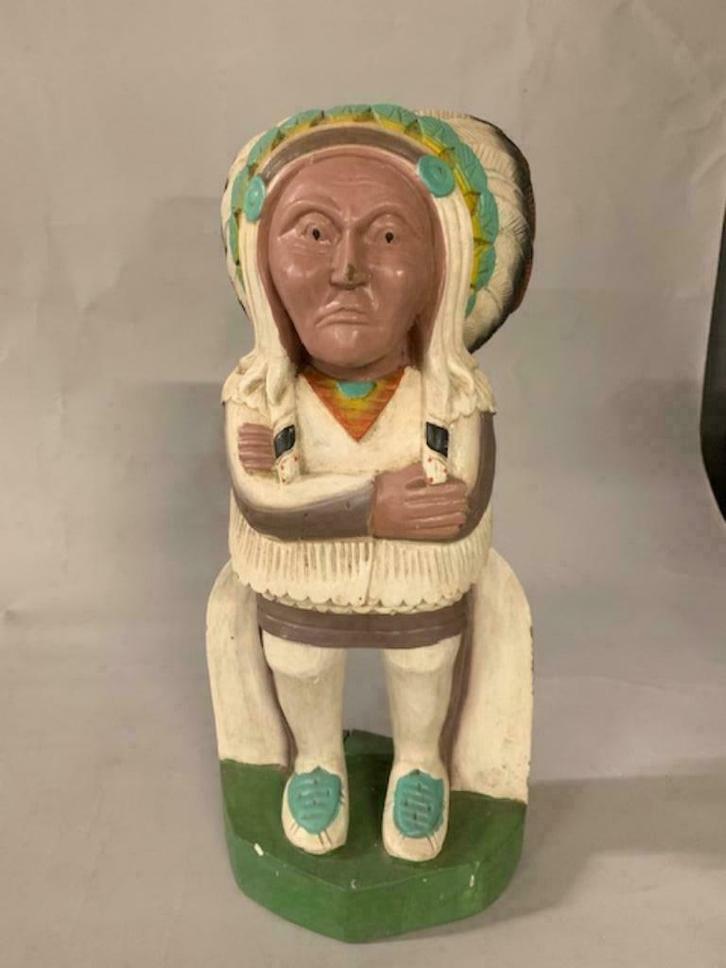 Houten Indiaan, Indianenbeeld, decoratie, Antiek en Kunst, Curiosa en Brocante, Ophalen of Verzenden