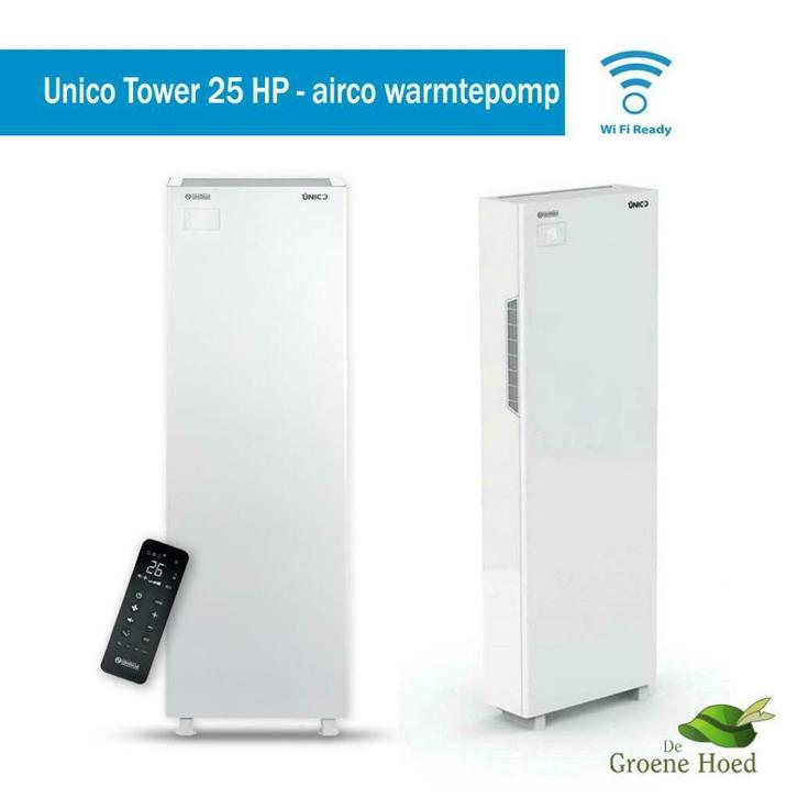 Unico Tower 25 HP slanke verwarming & airco zonder buitenuni, Witgoed en Apparatuur, Airco's, Nieuw, Wandairco, 60 tot 100 m³