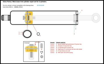 Volvo Penta DP-SP-AQ trimcilinder reparatieset (2 cilinders) beschikbaar voor biedingen