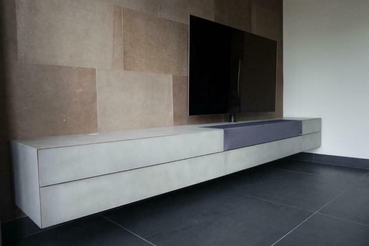 Zwevend tvmeubel tvkast voor soundbars in betonlook  (30), Huis en Inrichting, Kasten | Televisiemeubels, Nieuw, Minder dan 100 cm