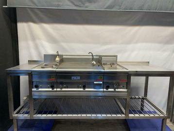 Kooklijn bakplaat frietuur 2 pits kookplaat rvs 380 v horeca beschikbaar voor biedingen