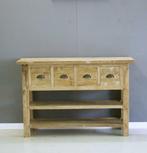 Teak sidetable met vier laden 120cm breed; Indoteak, Ophalen, 100 tot 150 cm, Teakhout, Nieuw