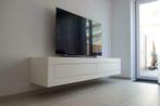 Zwevend designmeubel tv-kast in matte witte lak  ARTYX (31), Nieuw, Minder dan 100 cm, 25 tot 50 cm, Glas