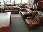 NIEUW Engels Chesterfield bankstel 3+2+1 + GRATIS BEZORGING, Nieuw, Chesterfield, Rechte bank, Leer