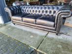 STOERE CHESTERFIELD BANK VINTAGE ZWART + GRATIS BEZORGD, Nieuw, Chesterfield, Rechte bank, Leer