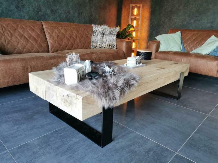 Robuuste massief eiken salontafel / tv-meubel, Huis en Inrichting, Tafels | Salontafels, Nieuw, Minder dan 50 cm, 50 tot 100 cm