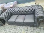 Nieuw Chesterfield bankstel zwart 3+2+1 GRATIS BEZORGD, Nieuw, Chesterfield, Leer, Ophalen of Verzenden