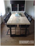 Tafel U-poot staal met steigerhout blad NIEUW, 200 cm of meer, 50 tot 100 cm, Nieuw, Metaal