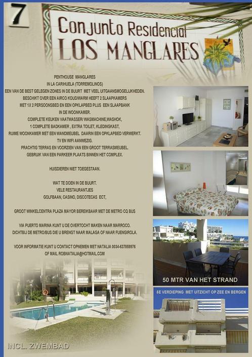 Te huur penthouse in La Carihuela, Vakantie, Vakantiehuizen | Spanje, Costa del Sol, Appartement, Overige, Aan zee, 2 slaapkamers