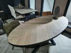 Unieke eiken visgraat tafel op maat, Modern visgraat, 100 tot 150 cm, Rond, Nieuw