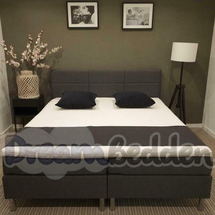 Boxspring Amsterdam grijs, Huis en Inrichting, Slaapkamer | Boxsprings, Nieuw, Grijs, Ophalen of Verzenden