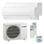 AANBIEDING  Duo-Split Mitsubishi 1Buitenunit 2X2.5kW indoor, Nieuw, Afstandsbediening, Verwarmen, 3 snelheden of meer