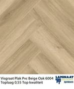 Koopzondag Visgraat Plak Pvc Beige Oak Toplaag 0,55, Huis en Inrichting, Stoffering | Vloerbedekking, Nieuw, Bruin, 75 m² of meer