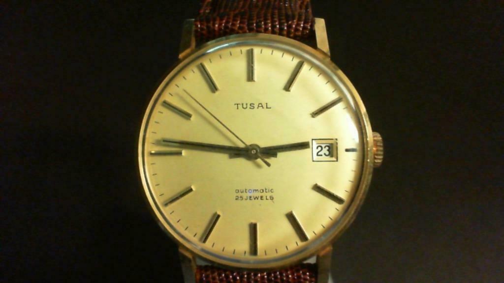 ≥ 13300 Vintage 14k Gouden Heren Horloge Tusal Automaat — Horloges | Heren  — Marktplaats