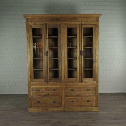 20256 Vitrine, boekenkast van Teak, 1.80 m, Huis en Inrichting, Kasten | Vitrinekasten, Nieuw, Teakhout, Glas, Ophalen of Verzenden