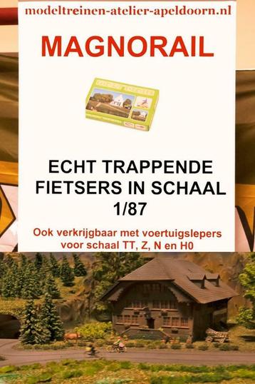 Magnorail echt rijdende fietsers in schaal H0, kurk op rol beschikbaar voor biedingen