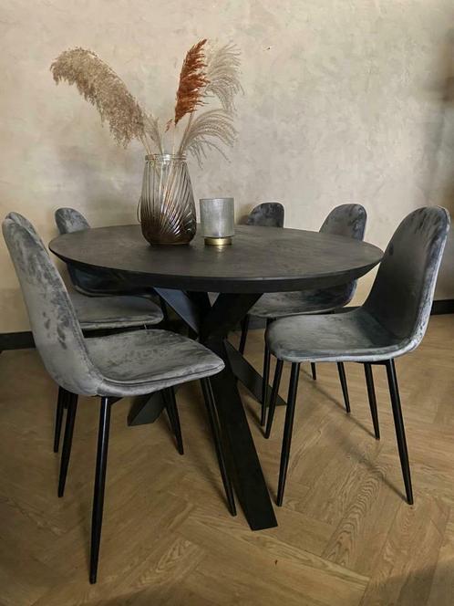 OVALE ZWARTE EETTAFEL - eikenhout, Huis en Inrichting, Tafels | Eettafels, Nieuw, 100 tot 150 cm, 150 tot 200 cm, Vijf personen of meer