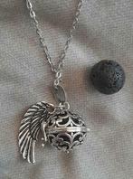 NIEUW Engelenroeper, ketting met lavasteen zwart + extra bal, Ophalen of Verzenden, Zwart
