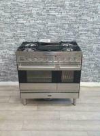 Prachtige Rvs 5-pits Boretti Fornuis met twee ovens 90 cm, 60 cm of meer, 5 kookzones of meer, Vrijstaand, 85 tot 90 cm
