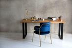 eiken tafel, massief hout,199€ per meter ,moderne onderstel, Verzenden, 50 tot 100 cm, Vijf personen of meer, Eikenhout