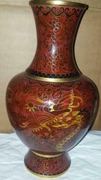 Antiek chinese  koperen vaas  cloisonne met draken