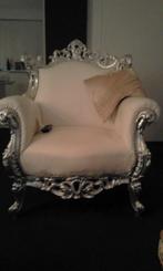 Barokstoel zgn. Troon, Ophalen, Wit, Leer, Zo goed als nieuw