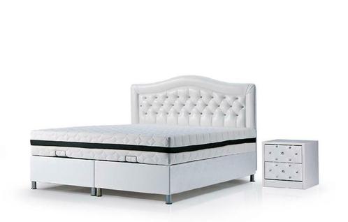 Diamond Swarovski Boxspring met opbergruimte compleet+matras, Huis en Inrichting, Slaapkamer | Boxsprings, Nieuw, Wit, Zwart, Ophalen of Verzenden