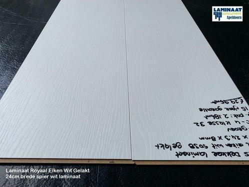 Laminaat Spier Wit Royaal Eiken Gelakt 24cm brede 8mm dik, Huis en Inrichting, Stoffering | Vloerbedekking, Nieuw, Laminaat, Wit