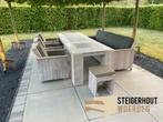 Steigerhouten Tuinset Exclusive met natuursteen  ACTIEPRIJS, Tuin en Terras, Tuinsets en Loungesets, Nieuw, Tuinset, Ophalen of Verzenden