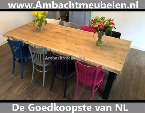 Eiken Boomstam tafelbladen tafelblad ELKE AFMETING LEVERBAAR, Huis en Inrichting, Tafels | Salontafels, Nieuw, Eikenhout, Ophalen