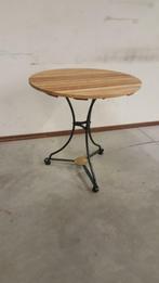 Teak houten - smeedijzeren bistro tafel nostalgisch 75 cm, Ophalen of Verzenden, Nieuw, Hardhout