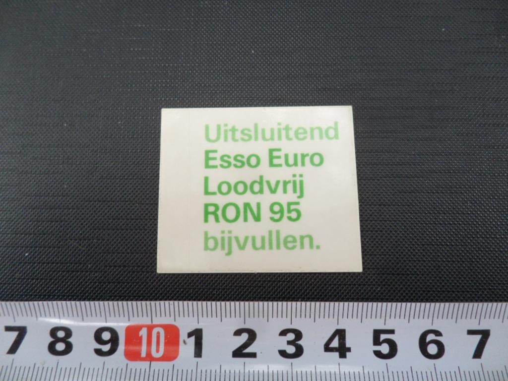 sticker uitsluitend esso euro loodvrij RON 95 bijvullen, Ophalen, Zo goed als nieuw
