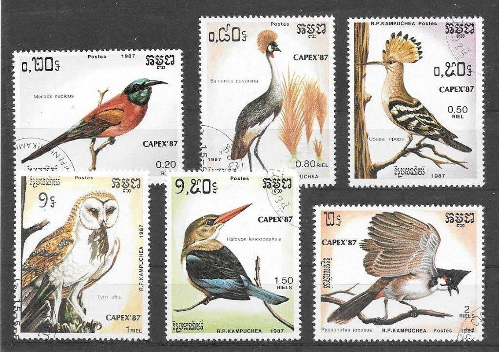 Cambodja 1987  Vogels, Verzenden, Gestempeld, Zuidoost-Azië