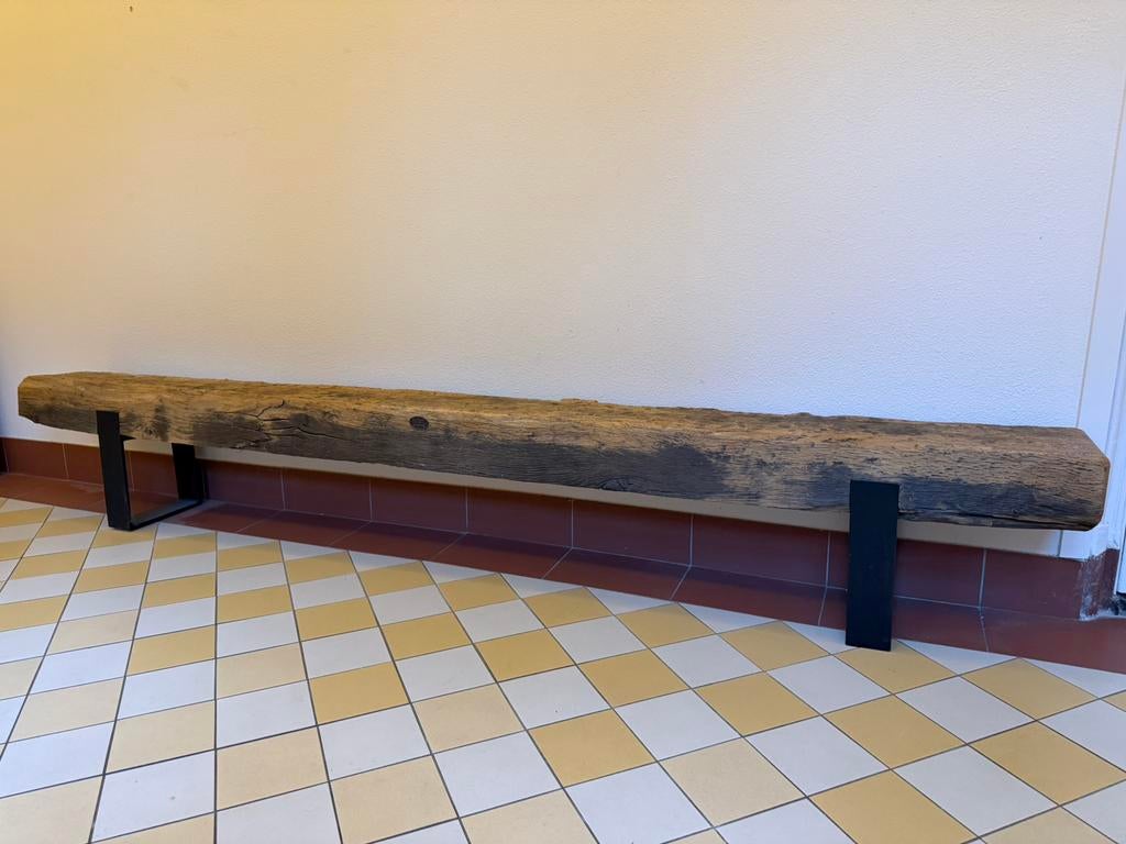 Houten balk op u-poten, gemaakt door Hout van Toen, Ophalen, Zo goed als nieuw