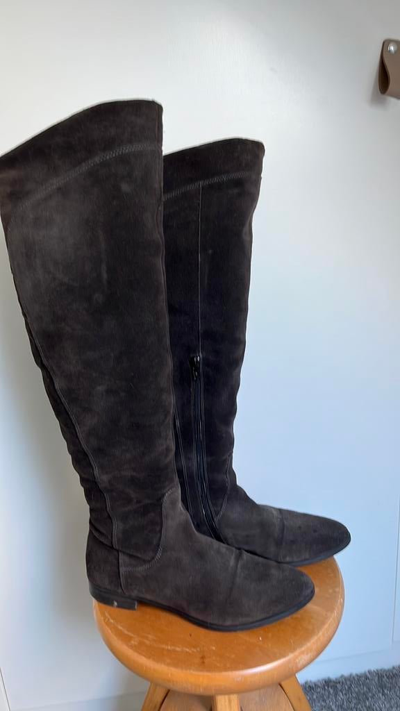 Viavai Suede donkerbruine hoge laars maat 38, Ophalen, Zo goed als nieuw, Bruin, Hoge laarzen