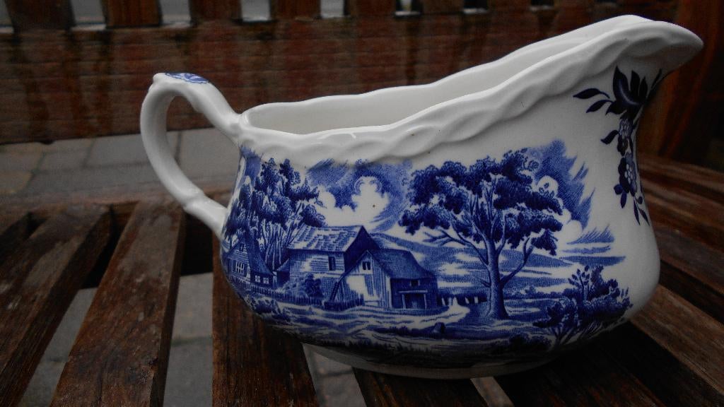 engels servies Grindley Country style blauw 1 SAUSKOM SJUKOM, Antiek en Kunst, Antiek | Servies los, Ophalen of Verzenden