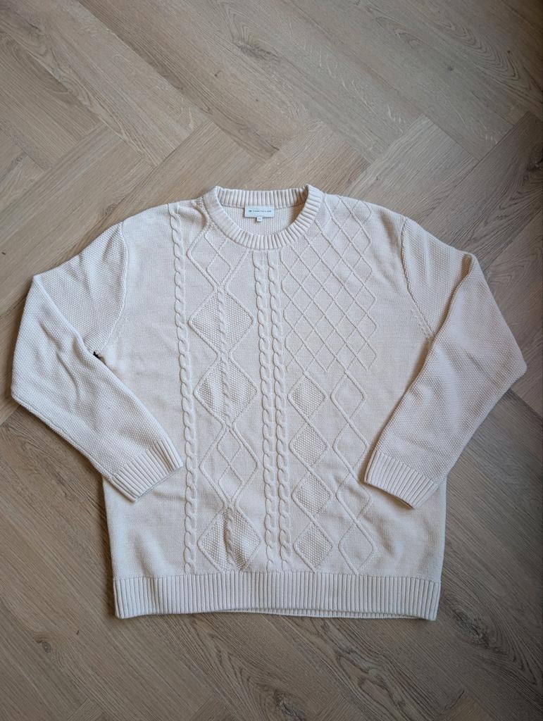 Tom Tailor Trui 3XL - Beige Kabelpatroon, Kleding | Heren, Truien en Vesten, Beige, Ophalen of Verzenden, Zo goed als nieuw, Overige maten