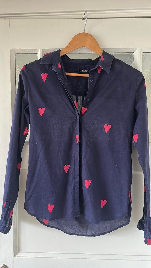 Blouse met hartjes scotch & soda xs, Ophalen of Verzenden, Zo goed als nieuw, Maat 34 (XS) of kleiner, Blauw