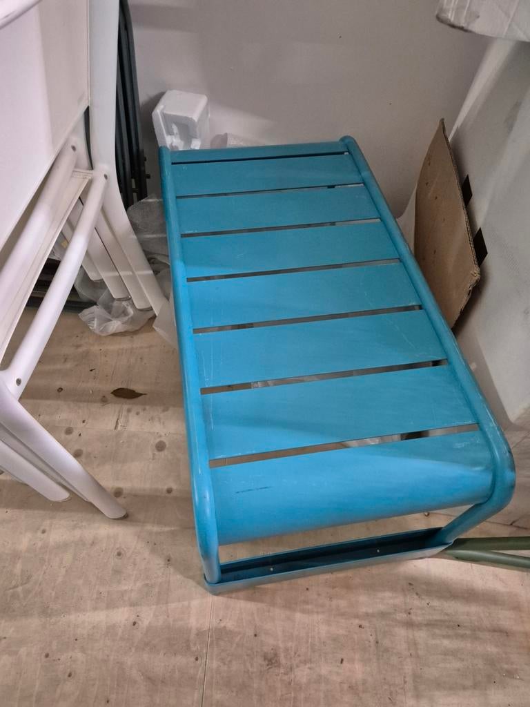 Gebruikte voetenbank/tafel 86x43 fermob Luxembourg, Tuin en Terras, Tuintafels, Ophalen, Nieuw, Rechthoekig