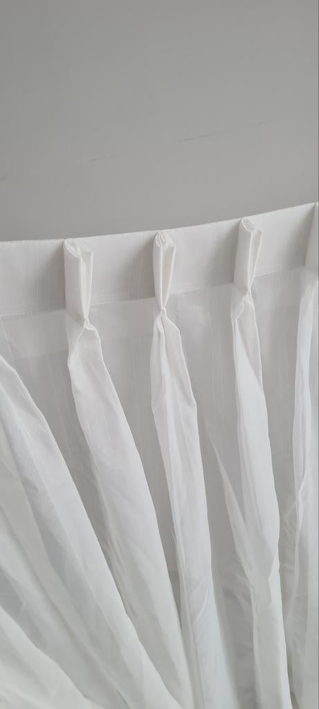 Witte vlinderplooi vitrage - 210x236 cm, 200 cm of meer, Wit, Ophalen of Verzenden, Zo goed als nieuw